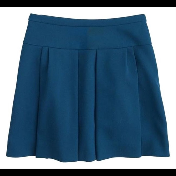 NWT J. Crew Caravan Blue Box Pleat Skirt - Picture 2 of 6